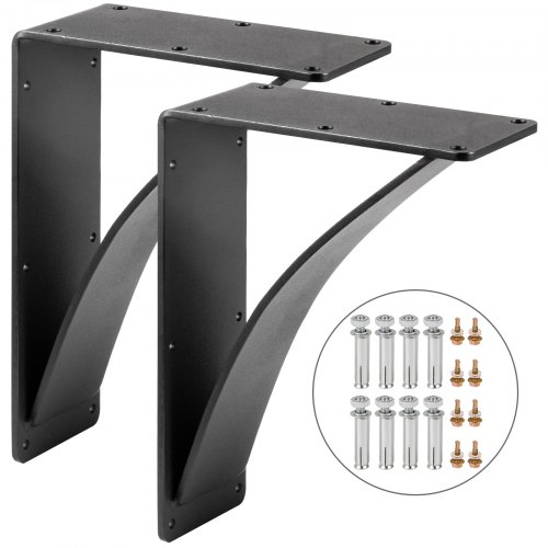 VEVOR Soportes de estante de alta resistencia, 2 unidades, soporte de estante flotante, 10 x 12 x 2,5 pulgadas, 450 libras de carga, garaje, taller, hogar, soportes de estante de acero, soporte de estante triangular soldado a mano, soporte de pared, negro mate, bricolaje, rústico
