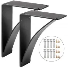VEVOR Soportes de estante de alta resistencia, 2 unidades, soporte de estante flotante, 10 x 12 x 2,5 pulgadas, 450 libras de carga, garaje, taller, hogar, soportes de estante de acero, soporte de estante triangular soldado a mano, soporte de pared, negro mate, bricolaje, rústico
