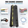 VEVOR Pasacables Suelo Rampa De Cable 3 Pc Cable Protector Rampa 2 Canales 12000 lbs Carga Cable Cable Cubierta Rampa