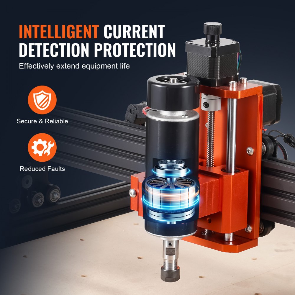 VEVOR Máquina enrutadora CNC, 300 W, kit de fresadora para tallado y grabado en madera con control GRBL de 3 ejes, 400 x 400 x 75 mm / 15,7 x 15,7 x 2,95 pulgadas Área de trabajo 1200 RPM para madera,