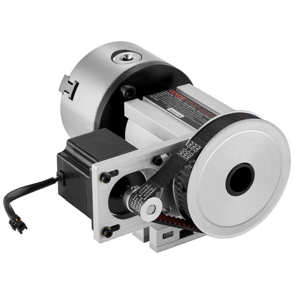 Cabezal divisor VEVOR con motor, correa de precisión y mandril para aplicaciones de mecanizado