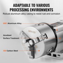 VEVOR Cabezal divisorio, portabrocas de 3 mordazas K11-100 mm, fresadora CNC, eje rotacional, 4to eje, cabezal indexador de eje A, altura central de 2,6"/65 mm, contrapunto MT2, relación de engranaje 6:1, universal para grabado