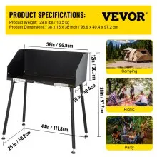 VEVOR Parilla de Barbacoa Exterior 96,9x40,4 cm Mesa de Cocina Acero al Carbono