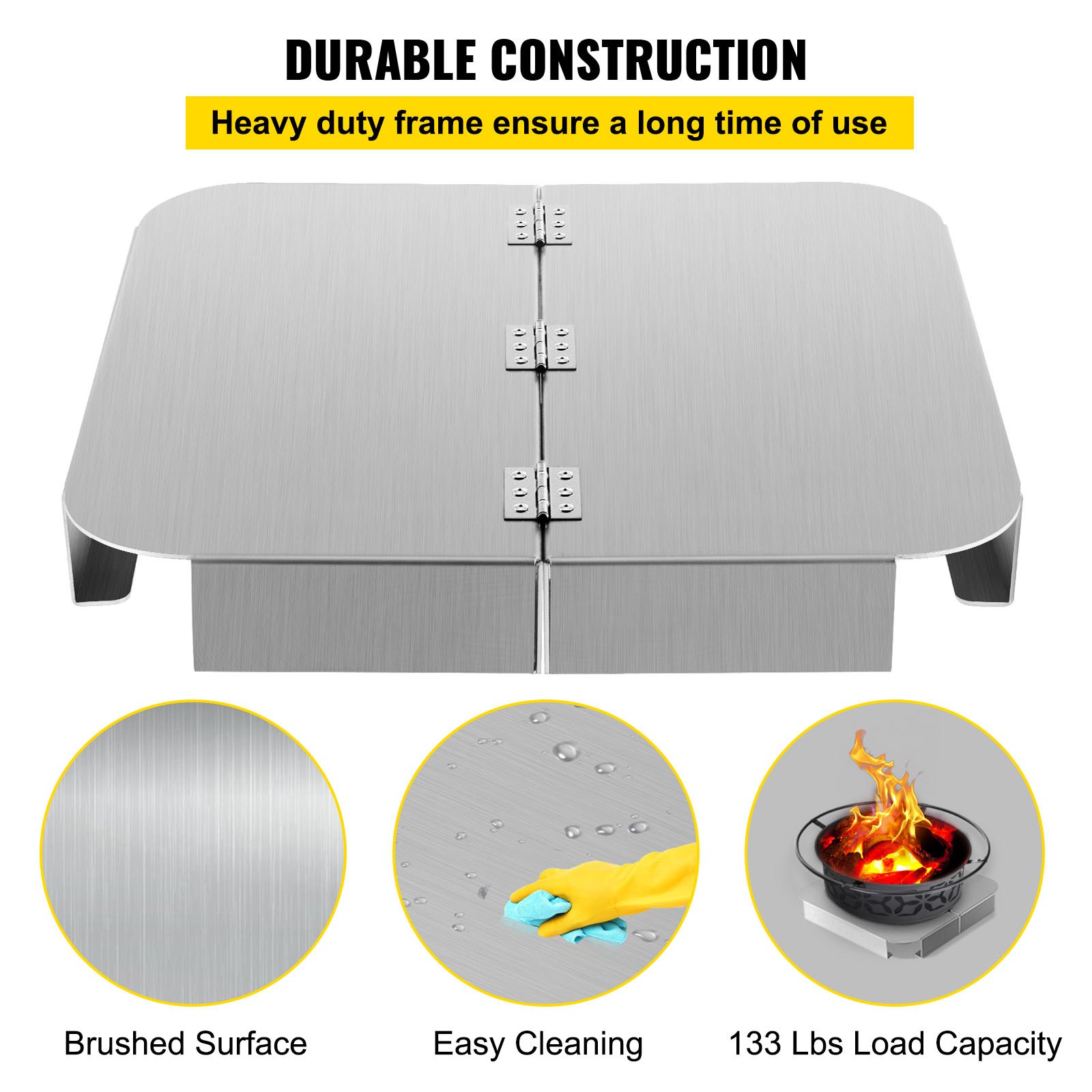 VEVOR Fire Pit Heat Shield, 26 x 26 pulgadas Defensor de cubierta y protector de césped, deflector de calor de hoguera de alta temperatura, alfombrilla de hoguera para protección de césped, almohadilla de hoguera para exteriores, hogueras, quema de madera, cuadrada