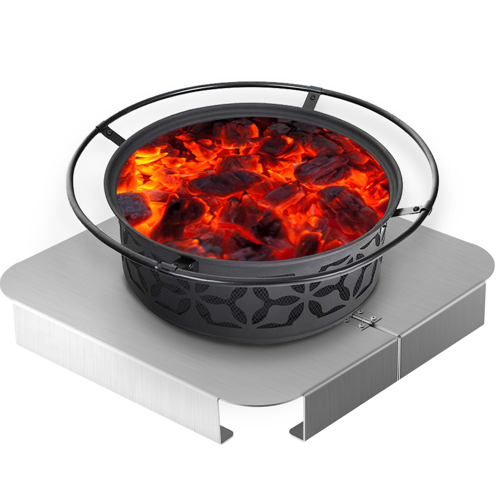 VEVOR Fire Pit Heat Shield, 26 x 26 pulgadas Defensor de cubierta y protector de césped, deflector de calor de hoguera de alta temperatura, alfombrilla de hoguera para protección de césped, almohadilla de hoguera para exteriores, hogueras, quema de madera, cuadrada