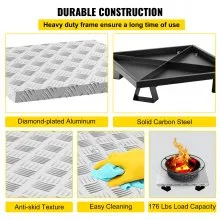 VEVOR Fire Pit Heat Shield, 26 x 26 pulgadas Defensor de cubierta y protector de césped, deflector de calor de acero al carbono de alta temperatura para protección de césped, almohadilla de hoguera para exteriores, hogueras, quema de madera, cuadrado