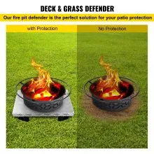 VEVOR Fire Pit Heat Shield, 26 x 26 pulgadas Defensor de cubierta y protector de césped, deflector de calor de acero al carbono de alta temperatura para protección de césped, almohadilla de hoguera para exteriores, hogueras, quema de madera, cuadrado