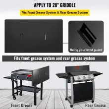 Cubierta de parrilla VEVOR, compatible con parrilla Blackstone de 28", tapa de parrilla de acero al carbono negro con recubrimiento en polvo con mango de acero inoxidable para barbacoa al aire libre, accesorios de parrilla de piedra negra, negro