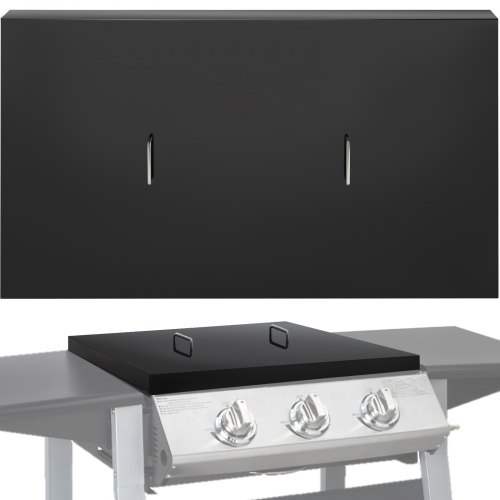 Cubierta de tapa de parrilla VEVOR, funciona con parrilla Blackstone de 36 pulgadas, cubierta de parrilla superior plana de acero al carbono negro con recubrimiento en polvo, cubierta dura de parrilla impermeable con mango resistente al calor