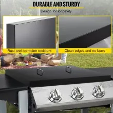 Cubierta de tapa de parrilla VEVOR, funciona con parrilla Blackstone de 36 pulgadas, cubierta de parrilla superior plana de acero al carbono negro con recubrimiento en polvo, cubierta dura de parrilla impermeable con mango resistente al calor