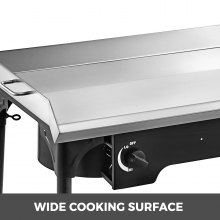 VEVOR Parrilla Eléctrica Parrilla plana de acero inoxidable de 32 x 17 de ancho y estufa de 2 quemadores ajustables alimentada con propano