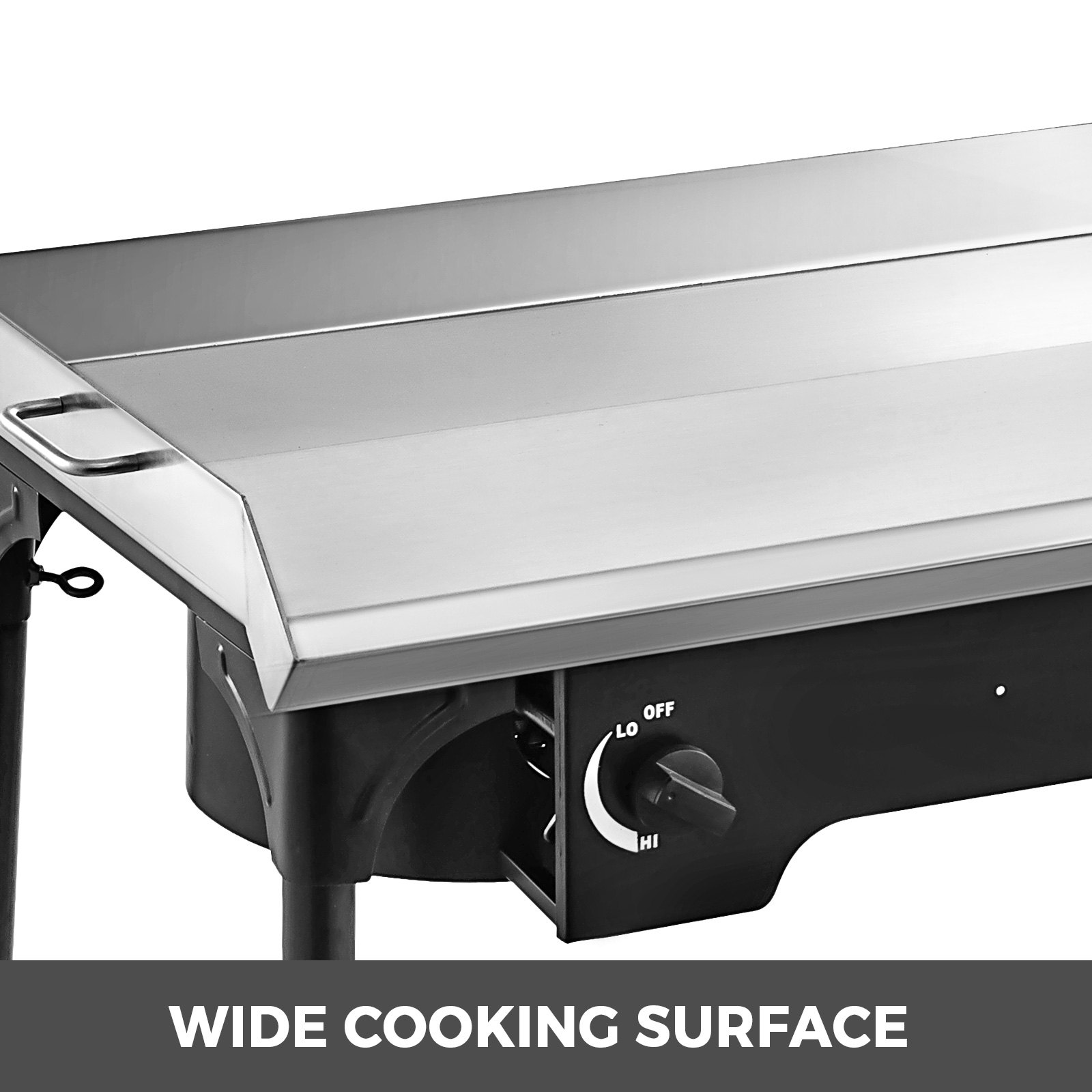 VEVOR Parrilla Eléctrica Parrilla plana de acero inoxidable de 32 x 17 de ancho y estufa de 2 quemadores ajustables alimentada con propano