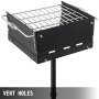 VEVOR Parrilla de carbón estilo parque de 40,6 x 40,6 x 20,3 cm con rejilla, poste único de acero al carbono, poste de 127 cm de altura, parrilla resistente para exteriores para barbacoa, camping y patio.