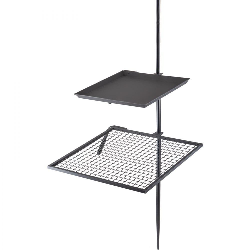 Rejilla para fogata VEVOR, de doble capa, con altura ajustable de tres secciones para cocinar al aire libre con llama abierta.