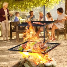 VEVOR Parrilla Giratoria para Barbacoa 2 Capas Parrilla Giratoria Acero 153,5 cm