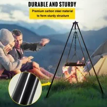 VEVOR Grill Swing, Campfire Cooking Stand 44 Lbs Capacidad, Campfire Grill Stand con patas ajustables, BBQ Grill con ganchos y accesorios para utensilios de cocina y horno holandés