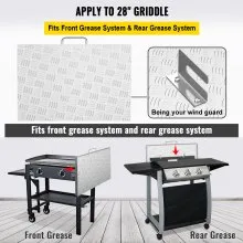 Cubierta para parrilla VEVOR, compatible con parrilla Blackstone de 28", tapa para parrilla con placa de diamante de aluminio liviano con mango de acero inoxidable para barbacoa al aire libre, accesorios para parrilla de piedra negra, plateado