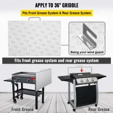 Cubierta de tapa de parrilla VEVOR, funciona con parrilla Blackstone de 36 ", cubierta de parrilla superior plana de acero con placa de diamante de aluminio, cubierta dura de parrilla impermeable con mango resistente al calor