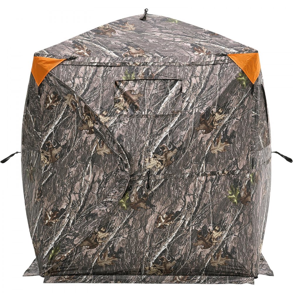 VEVOR Tienda de Caza Portátil Visión de 270° Puesto de Caza Plegable para 1 o 2 Personas con Bolsa de Transporte Tienda de Camuflaje Resistente con 3 Ventanas Horizontales, 1410 x 1410 x 1700 mm