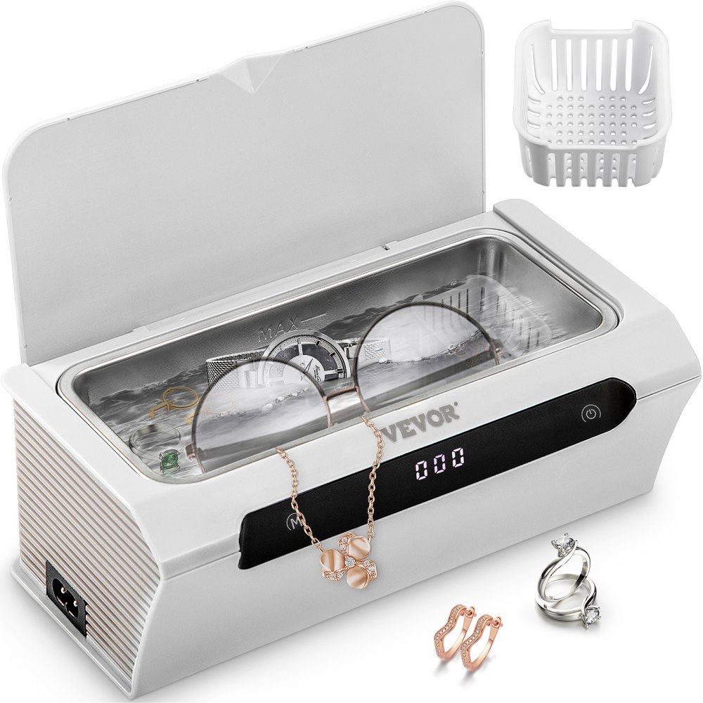 Limpiador ultrasónico VEVOR Máquina de limpieza por ultrasonidos 500ML Blanco para joyería