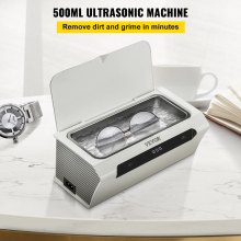 VEVOR Limpiador ultrasónico Máquina de limpieza por ultrasonidos 500ML Blanco para joyería