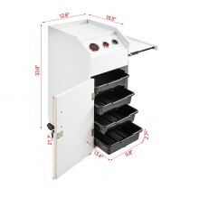 VEVOR Salon SPA Belleza Carro de peluquería Carro de almacenamiento blanco con 4 cajones Ruedas giratorias Bloqueable 2 llaves con soporte para secador de pelo Bandeja lateral para ahorrar espacio