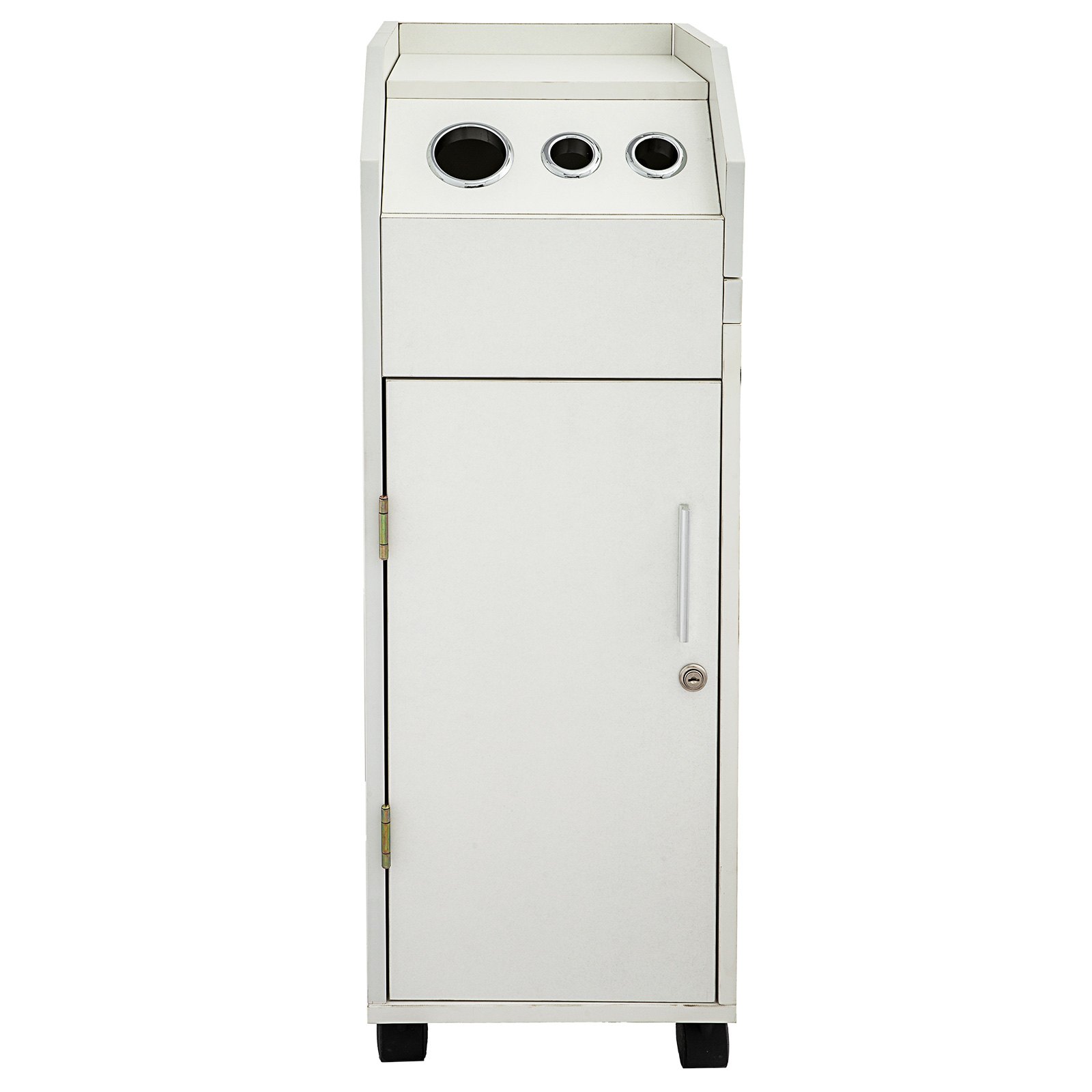 VEVOR Carrito de Peluquería y Belleza para Salón de Belleza, Color Blanco, con 4 Cajones, Ruedas Giratorias, Cerradura, 2 Llaves y Soporte para Secador de Pelo, Bandeja Lateral, 32 x 42 x 86 cm