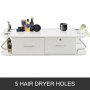 VEVOR White Wall Mount Styling Station Bloqueo clásico 2 cajones Almacenamiento Equipo de salón de belleza 5 Agujeros para secador de pelo Gabinete de bloqueo para salón de belleza o SPA, barbería, hogar y baño