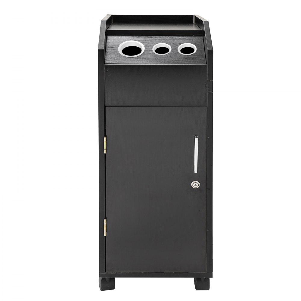 VEVOR Carrito de Almacenamiento 32 x 42 x 86 cm para Peluquería, Salón de Belleza, Spa, con 4 Cajones, Ruedas Giratorias, Cerradura con 2 Llaves y Soporte para Secador de Pelo, Bandeja Lateral, Negro