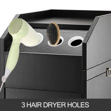Carrito de almacenamiento para salón, soporte para secador de pelo de belleza, equipo de estilista, negro