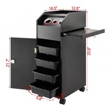 Carrito de almacenamiento para salón, soporte para secador de pelo de belleza, equipo de estilista, negro