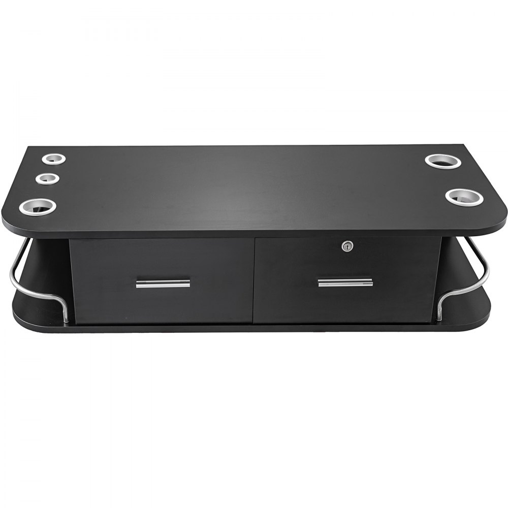 VEVOR Black Wall Mount Styling Station Bloqueo clásico 2 cajones Almacenamiento Equipo de salón de belleza 5 Agujeros para secador de pelo Gabinete de bloqueo para salón de belleza o SPA, barbería, hogar y baño