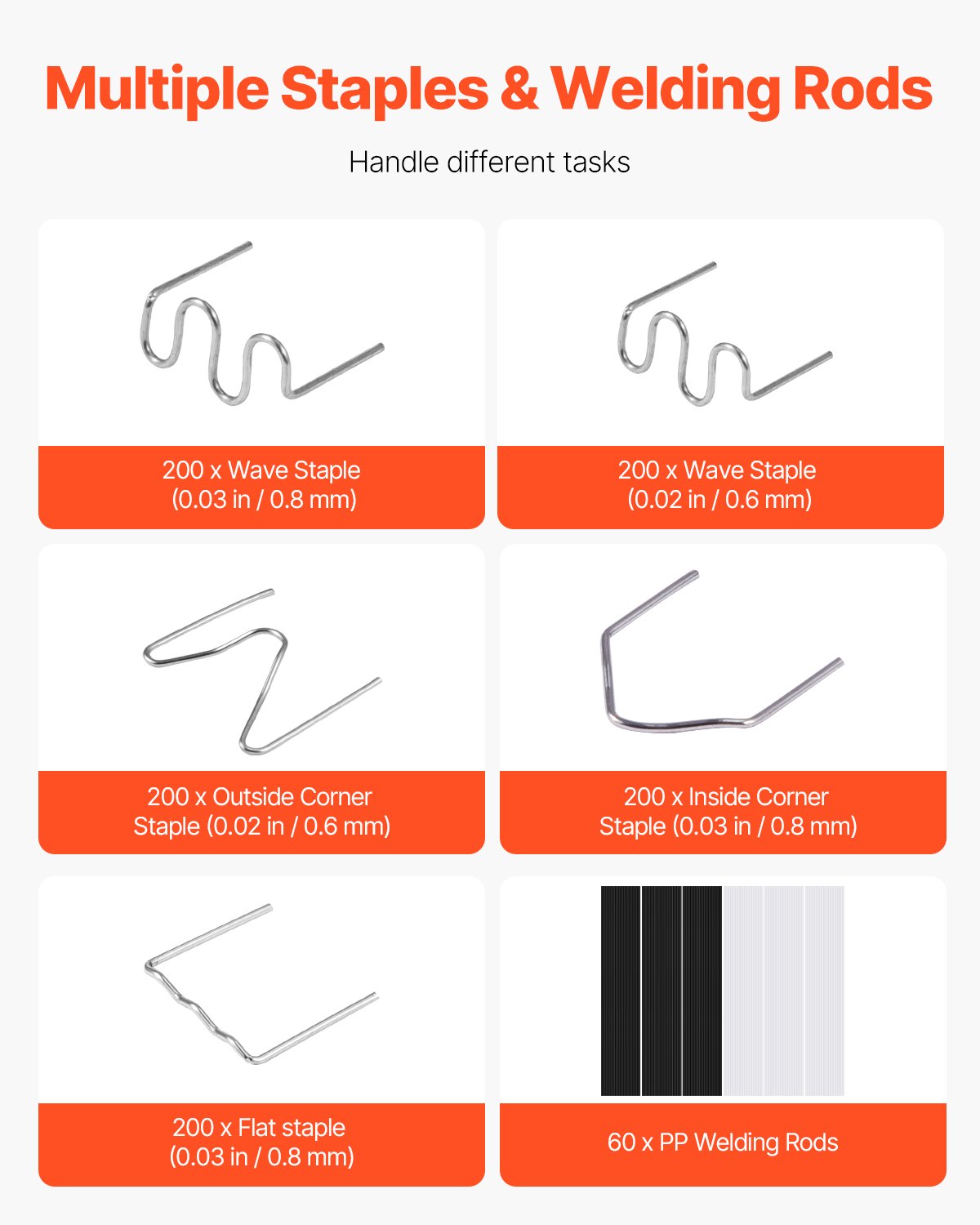 Kit de soldadura de plástico VEVOR Deluxe, pistola de soldadura de plástico de 100 W + soldador de 60 W/100 W, herramienta profesional de soldadura para reparación de plástico con 1000 grapas calientes y 60 varillas para parachoques de coche, kayak, electrónica, juguetes.