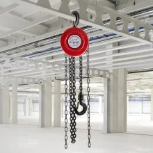 Polipasto de cadena manual VEVOR, bloque de cadena de capacidad de 2200 lbs / 1 tonelada, bloque de cadena manual de elevación de 8 pies / 2,5 m, polipasto manual con construcción de acero de grado industrial para levantar bien en transporte y taller, rojo