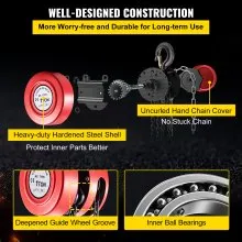Polipasto de cadena manual VEVOR, bloque de cadena de capacidad de 2200 lbs / 1 tonelada, bloque de cadena manual de elevación de 7 pies / 2 m, polipasto manual con construcción de acero de grado industrial para levantar bien en transporte y taller, rojo