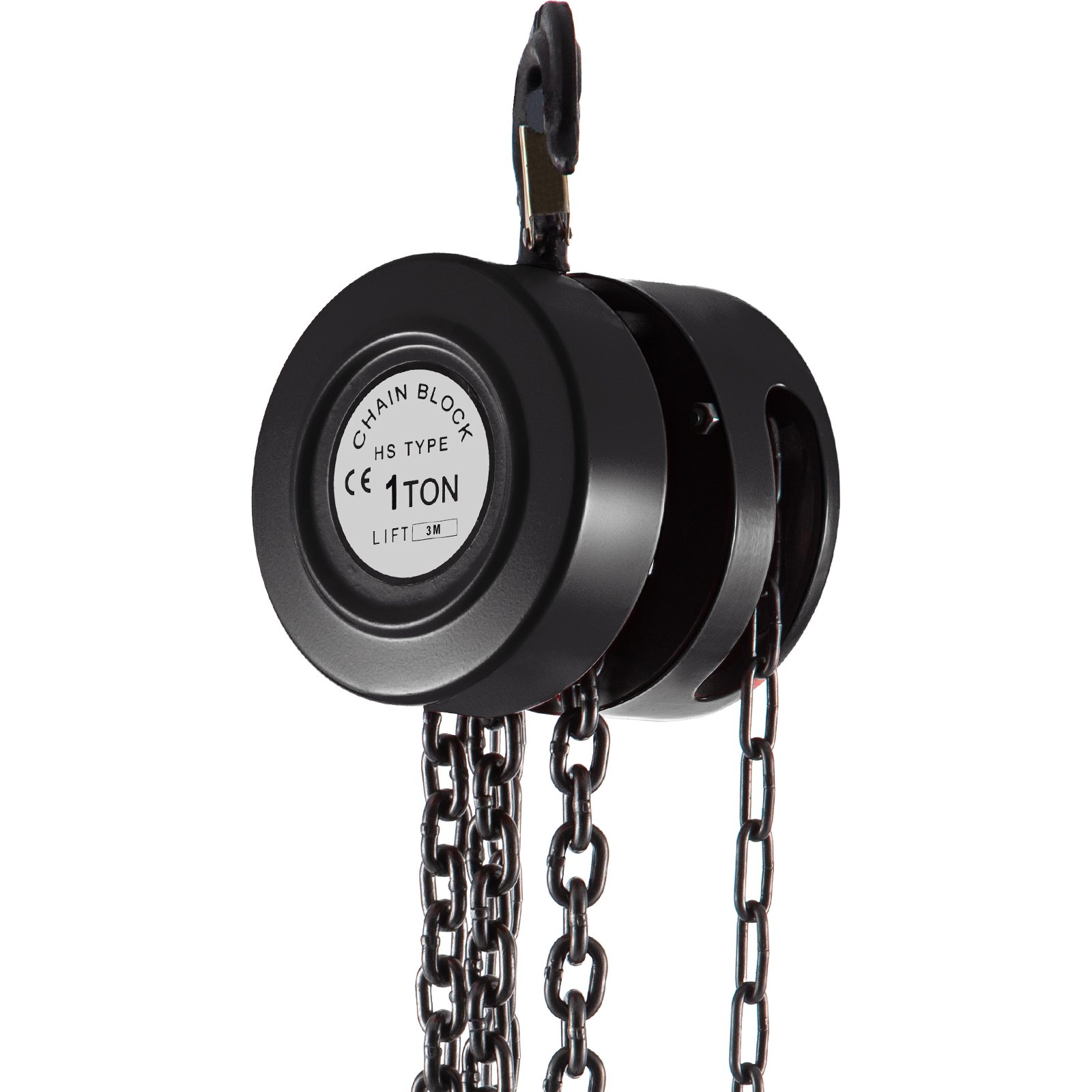 Polipasto de cadena manual VEVOR de 1 tonelada de capacidad con cadenas y gancho negros.