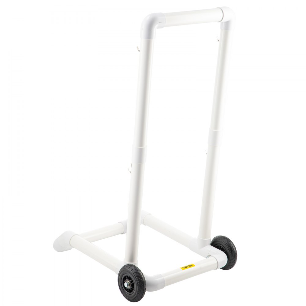 VEVOR Carrito de Reciclaje de Plástico, Robusto Carrito de Basura Móvil Tipo Gancho con 2 Ruedas, Fácil Montaje y Resistente a la Intemperie, para Contenedor de Reciclaje Simple y Carrito, Blanco