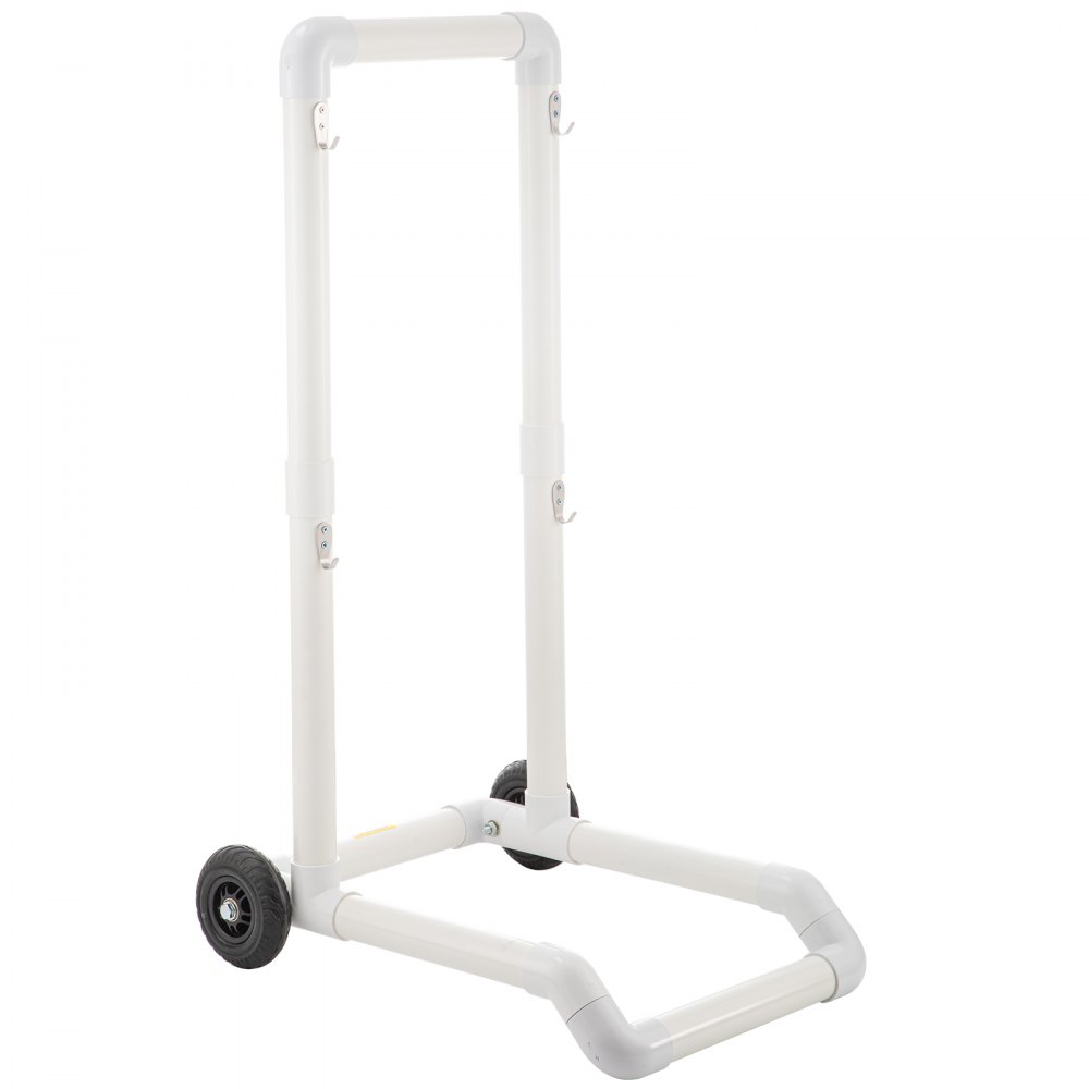 VEVOR Carrito de Reciclaje de Plástico, Robusto Carrito de Basura Móvil Tipo Gancho con 2 Ruedas, Fácil Montaje y Resistente a la Intemperie, para Contenedor de Reciclaje Simple y Carrito, Blanco