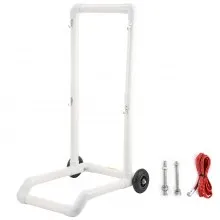 Carro de reciclaje de plástico VEVOR, 22.8 x 15.7 pulgadas, carro de basura móvil robusto tipo gancho con 2 ruedas, fácil montaje y resistente a la intemperie, soporte de basura bien construido para papelera de reciclaje simple y carrito (paquete individual), color blanco