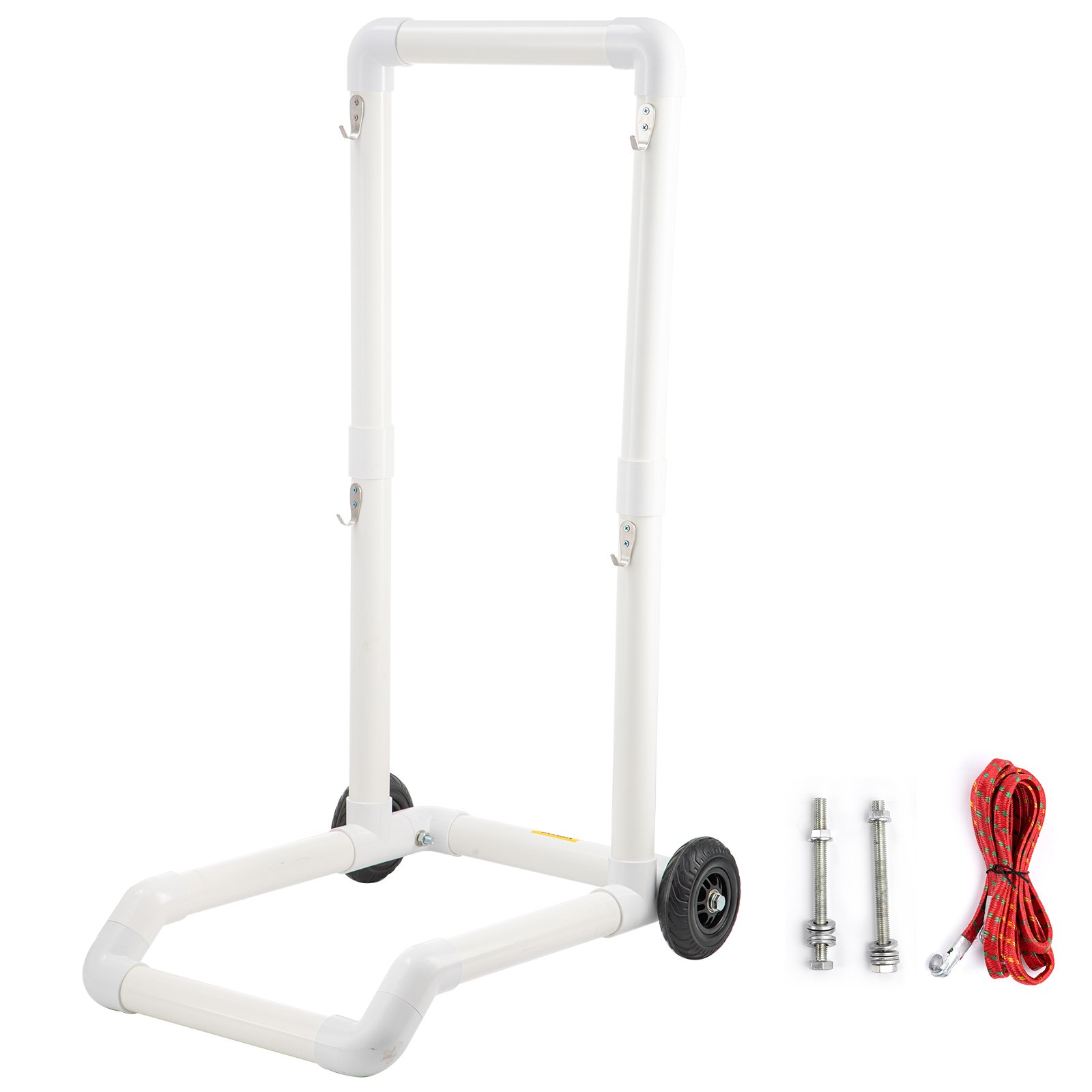 VEVOR Carrito de Reciclaje de Plástico, Robusto Carrito de Basura Móvil Tipo Gancho con 2 Ruedas, Fácil Montaje y Resistente a la Intemperie, para Contenedor de Reciclaje Simple y Carrito, Blanco