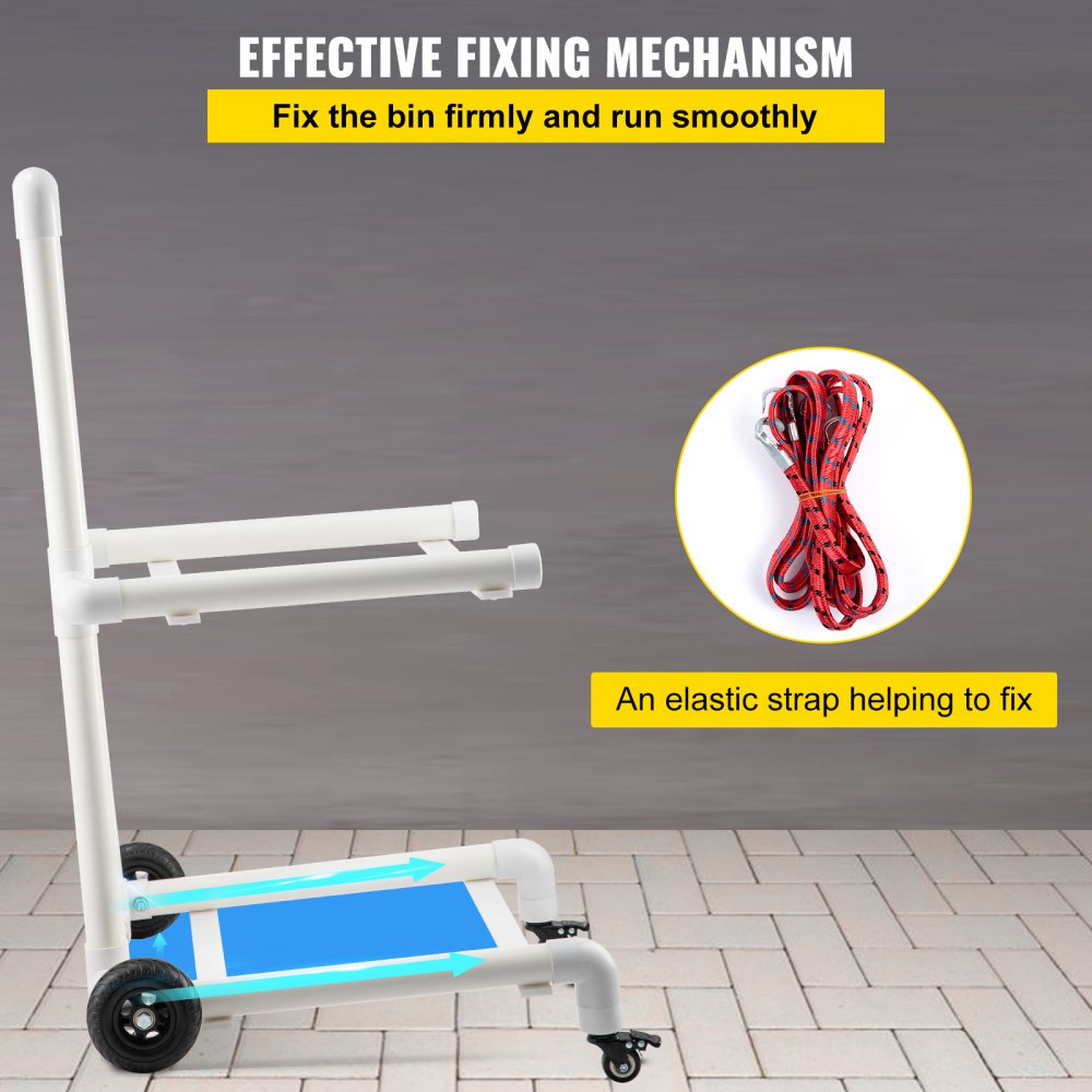 VEVOR Carrito de Reciclaje de PVC y Plástico Resistente con 4 Ruedas, Estructura de Fácil Montaje que no Requiere Herramientas, Soporte para Basura Resistente a la Intemperie para y Carrito, Blanco