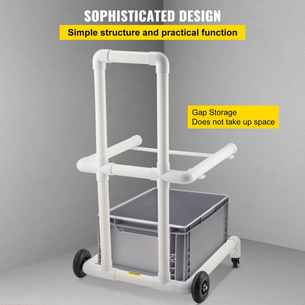 VEVOR Carrito de Reciclaje de PVC y Plástico Resistente con 4 Ruedas, Estructura de Fácil Montaje que no Requiere Herramientas, Soporte para Basura Resistente a la Intemperie para y Carrito, Blanco