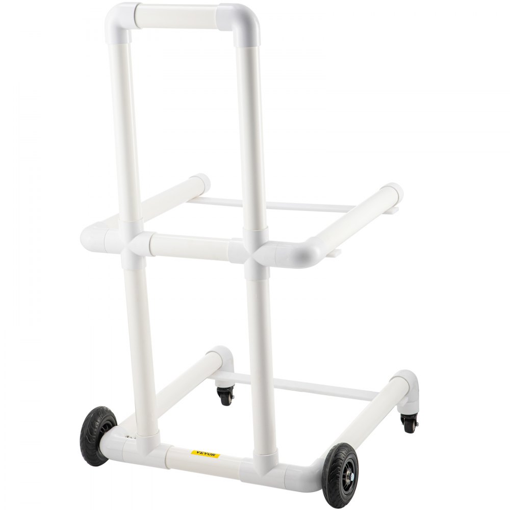 VEVOR Carrito de Reciclaje de PVC y Plástico Resistente con 4 Ruedas, Estructura de Fácil Montaje que no Requiere Herramientas, Soporte para Basura Resistente a la Intemperie para y Carrito, Blanco