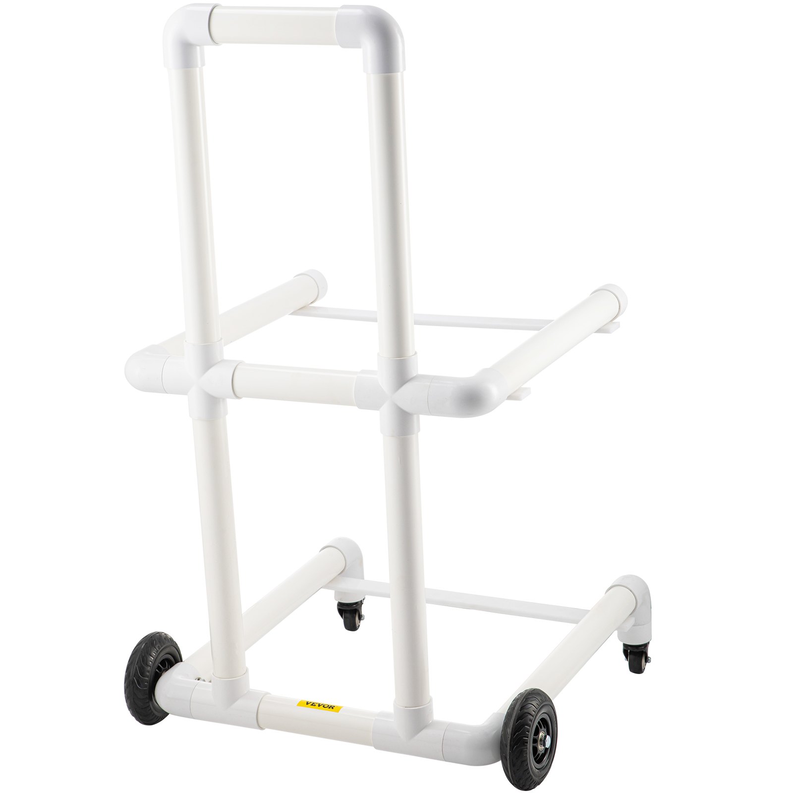 VEVOR Carrito de Reciclaje de PVC y Plástico Resistente con 4 Ruedas, Estructura de Fácil Montaje que no Requiere Herramientas, Soporte para Basura Resistente a la Intemperie para y Carrito, Blanco