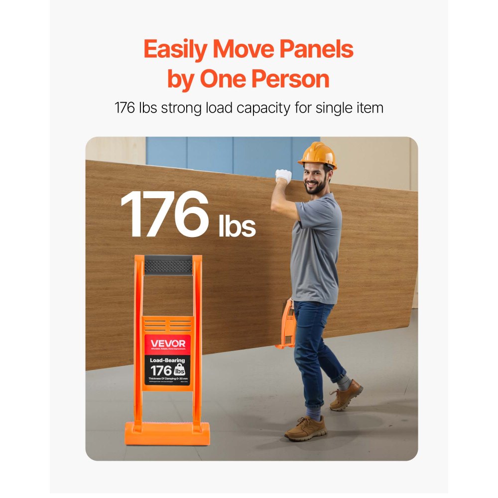 VEVOR 2 PCS Transportador de Paneles de Yeso con Asas para Madera Contrachapada, Herramienta de Plástico ABS con Capacidad de Carga de 79,8 kg para Madera Contrachapada, Tableros de Partículas