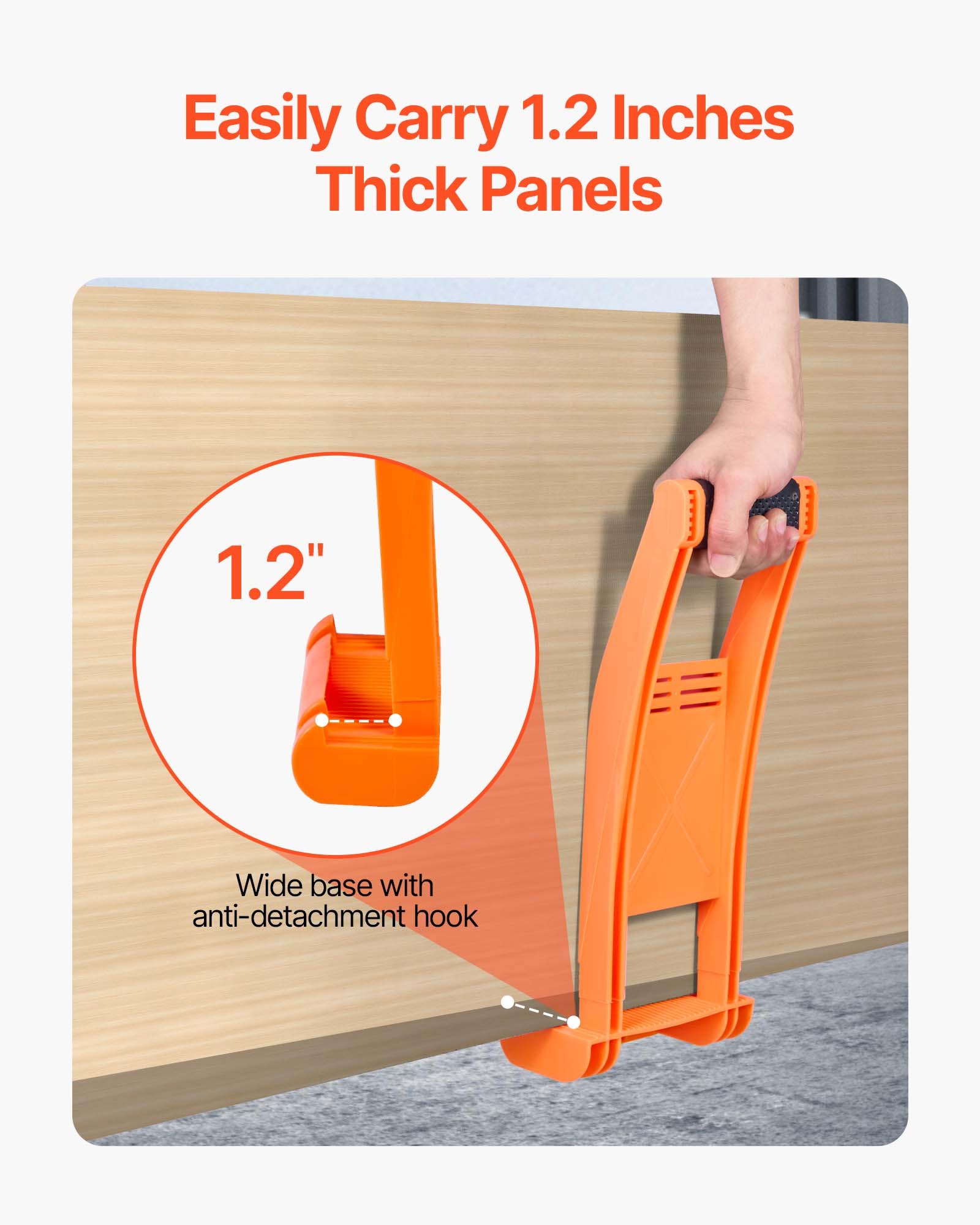 VEVOR 2 PCS Transportador de Paneles de Yeso con Asas para Madera Contrachapada, Herramienta de Plástico ABS con Capacidad de Carga de 79,8 kg para Madera Contrachapada, Tableros de Partículas