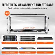 Gabinete para servidor VEVOR 4U Rack Case de 14 pulgadas de profundidad con manija de construcción ABS