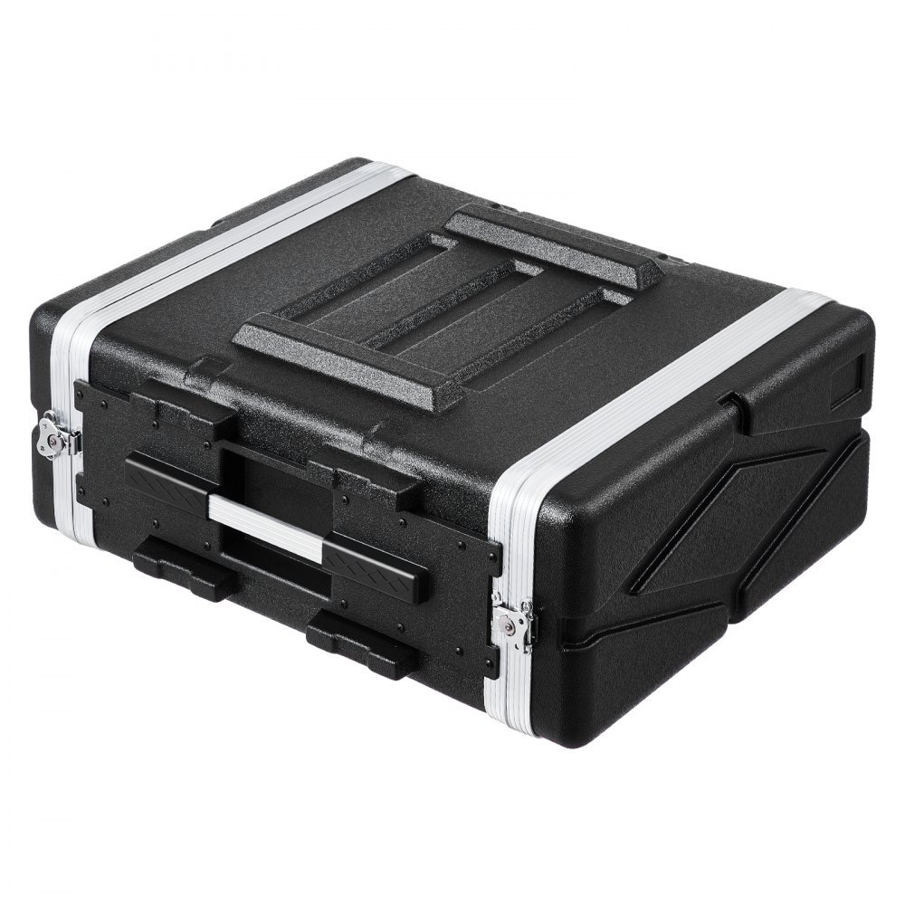 Caja de rack VEVOR 4U, profundidad estándar de 19 pulgadas, gabinete para servidor con asa de ABS, cierres de mariposa resistentes y paneles frontal y posterior desmontables, para amplificadores, mezcladores y receptores de micrófono.