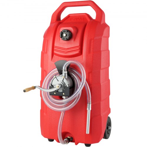 VEVOR Carrito de combustible de 16 galones, 7,8 L/min, contenedor portátil de tanque de almacenamiento de gas con bomba manual ruedas de goma, tanque de almacenamiento de transferencia de combustible para gasolina, máquina diésel, aceite, cortacésped, tractor, barco, motocicleta