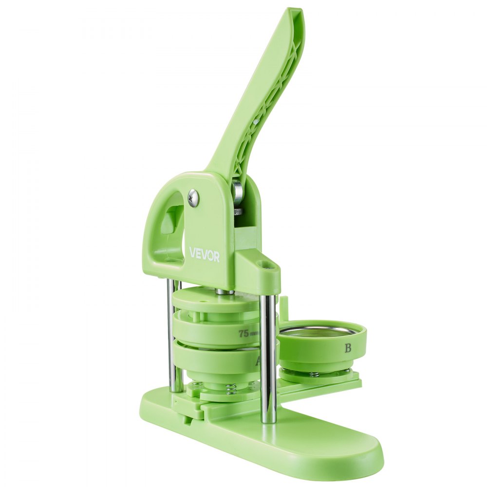 Máquina para hacer botones VEVOR de 7,5 cm, para crear alfileres de plástico con 100 piezas, cortador circular y libro mágico, mango ergonómico reforzado, para crear insignias, alfileres personalizados y llaveros, color verde.